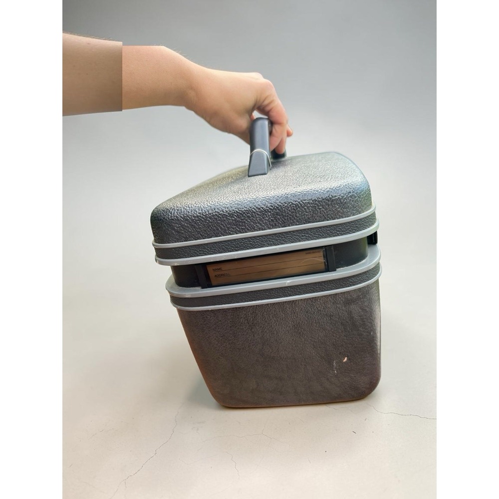 Vintage Samsonite Series 3600 Charcoal Gray Vanity Train Case w Mirror & Keys - Picture 5 of 15